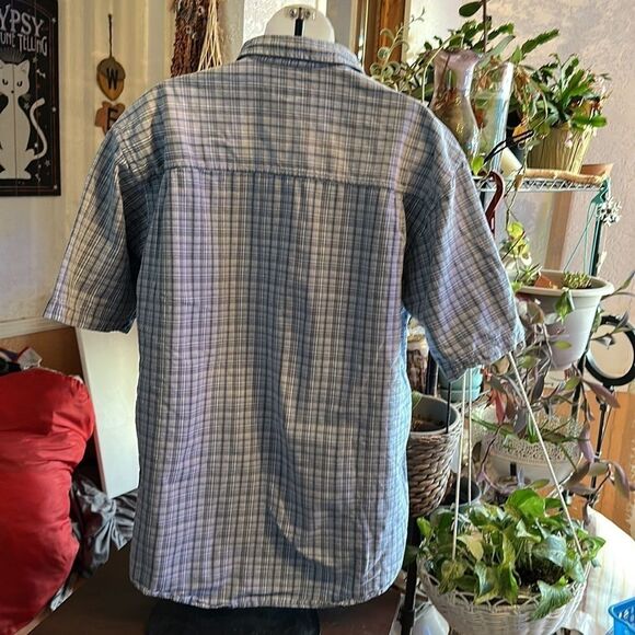 ARIZONA Jeans Blue Short Sleeve Plaid Casual Button Down Shirt Size Medium - Picture 2 of 3